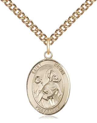 14kt Gold Saint Kevin Medal Engraved Catholic Saint Jewelry