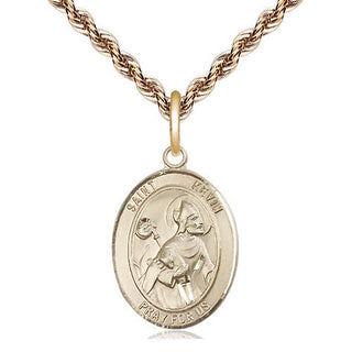 14kt Gold Saint Kevin Medal Engraved Catholic Saint Jewelry