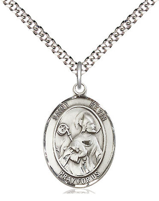 Pewter Saint Kevin Medal Religious Jewelry Engraved Catholic Saint Jewelry