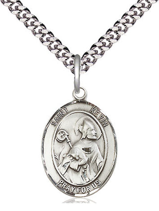 Pewter Saint Kevin Medal Religious Jewelry Engraved Catholic Saint Jewelry