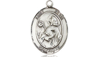 Sterling Silver Saint Kevin Medal Religious Jewelry Engraved Catholic Saint Jewelry