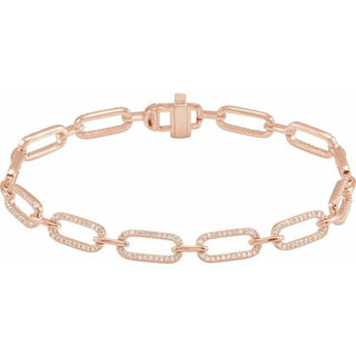14K Rose 9/10 CTW Natural Diamond Link 7" Bracelet