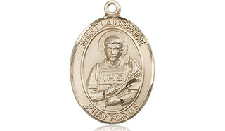 14kt Gold Filled Saint Lawrence Medal Engraved Catholic Saint Jewelry