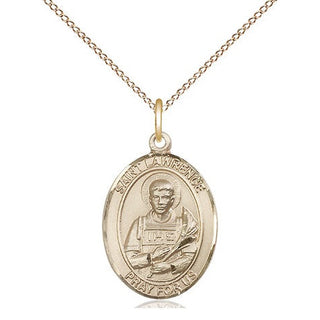 14kt Gold Filled Saint Lawrence Medal Religious Jewelry Engraved Catholic Saint Jewelry