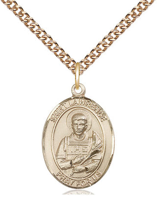 14kt Gold Filled Saint Lawrence Medal Religious Jewelry Engraved Catholic Saint Jewelry
