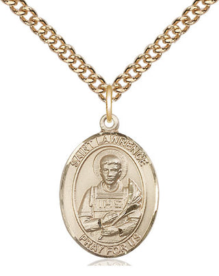 14kt Gold Filled Saint Lawrence Medal Religious Jewelry Engraved Catholic Saint Jewelry
