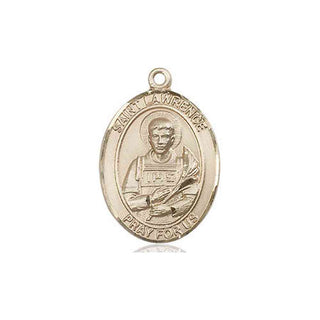 14kt Gold Saint Lawrence Medal Engraved Catholic Saint Jewelry