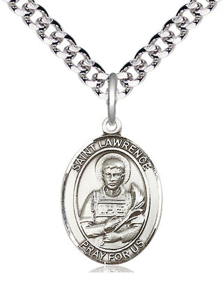 Pewter Saint Lawrence Medal Religious Jewelry Engraved Catholic Saint Jewelry