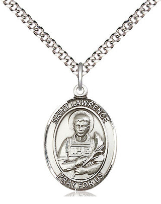 Pewter Saint Lawrence Medal Religious Jewelry Engraved Catholic Saint Jewelry