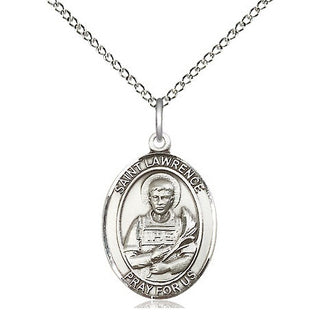Sterling Silver Saint Lawrence Medal Religious Jewelry Engraved Catholic Saint Jewelry