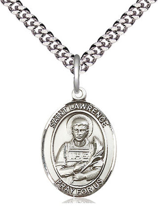 Sterling Silver Saint Lawrence Medal Religious Jewelry Engraved Catholic Saint Jewelry