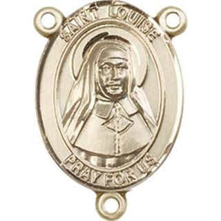 14kt Gold Saint Louise de Marillac Rosary Center Rosary Center Engraved Catholic Saint Jewelry
