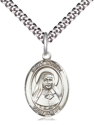 Pewter Saint Louise de Marillac Medal Religious Jewelry Engraved Catholic Saint Jewelry