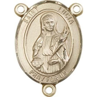 14kt Gold Saint Lucia of Syracuse Rosary Center Rosary Center Engraved Catholic Saint Jewelry
