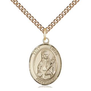14kt Gold Filled Saint Lucia of Syracuse Medal Religious Jewelry Engraved Catholic Saint Jewelry