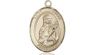 14kt Gold Saint Lucia of Syracuse Medal Engraved Catholic Saint Jewelry