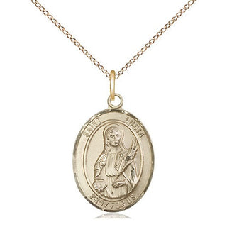 14kt Gold Saint Lucia of Syracuse Medal Engraved Catholic Saint Jewelry