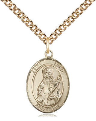14kt Gold Saint Lucia of Syracuse Medal Engraved Catholic Saint Jewelry