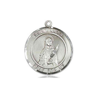 Pewter Saint Lucia of Syracuse Medal Engraved Catholic Saint Jewelry
