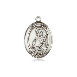 Sterling Silver Saint Lucia of Syracuse Medal Religious Jewelry Engraved Catholic Saint Jewelry