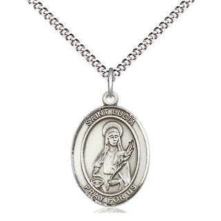 Sterling Silver Saint Lucia of Syracuse Medal Religious Jewelry Engraved Catholic Saint Jewelry