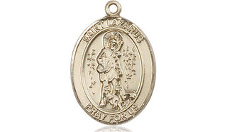 14kt Gold Saint Lazarus Medal Engraved Catholic Saint Jewelry