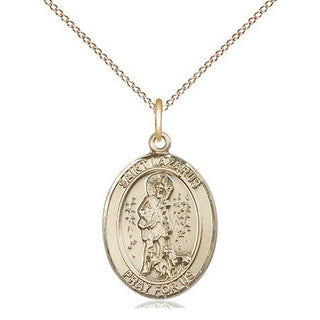 14kt Gold Saint Lazarus Medal Engraved Catholic Saint Jewelry
