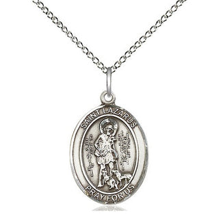 Sterling Silver Saint Lazarus Medal Religious Jewelry Engraved Catholic Saint Jewelry