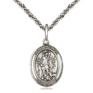Sterling Silver Saint Lazarus Medal Religious Jewelry Engraved Catholic Saint Jewelry