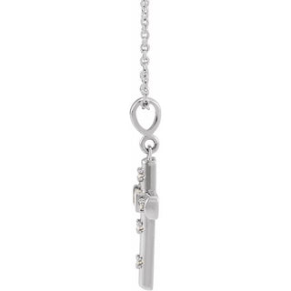 Platinum 1/8 CTW Natural Diamond Cross 18" Necklace