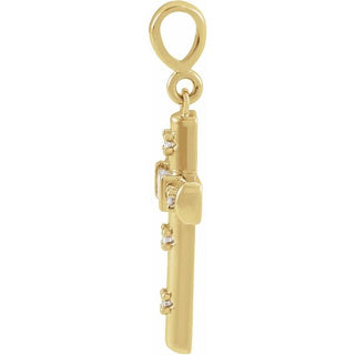 14K Yellow 1/8 CTW Natural Diamond Cross Pendant
