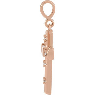 14K Rose 1/8 CTW Natural Diamond Cross Pendant