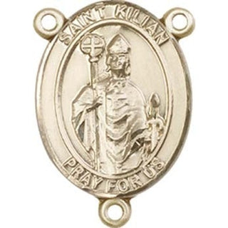 14kt Gold Saint Kilian Rosary Center Rosary Center Engraved Catholic Saint Jewelry