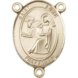 14kt Gold Filled Saint Luke the Apostle Rosary Center Rosary Center Engraved Catholic Saint Jewelry