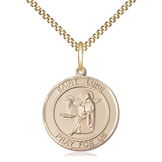 14kt Gold Filled Saint Luke the Apostle Medal Religious Jewelry Engraved Catholic Saint Jewelry