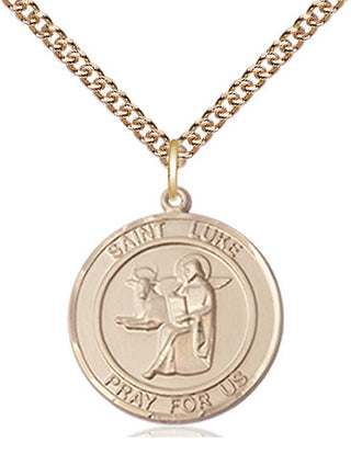 14kt Gold Filled Saint Luke the Apostle Medal Religious Jewelry Engraved Catholic Saint Jewelry