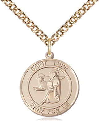 14kt Gold Filled Saint Luke the Apostle Medal Religious Jewelry Engraved Catholic Saint Jewelry