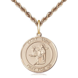 14kt Gold Filled Saint Luke the Apostle Medal Religious Jewelry Engraved Catholic Saint Jewelry