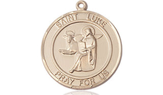 14kt Gold Saint Luke the Apostle Medal Engraved Catholic Saint Jewelry