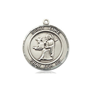 Pewter Saint Luke the Apostle Medal Engraved Catholic Saint Jewelry