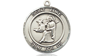 Sterling Silver Saint Luke the Apostle Medal Religious Jewelry Engraved Catholic Saint Jewelry