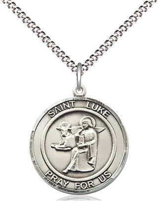 Sterling Silver Saint Luke the Apostle Medal Religious Jewelry Engraved Catholic Saint Jewelry