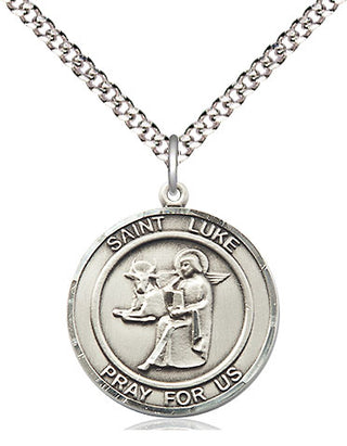Sterling Silver Saint Luke the Apostle Medal Religious Jewelry Engraved Catholic Saint Jewelry