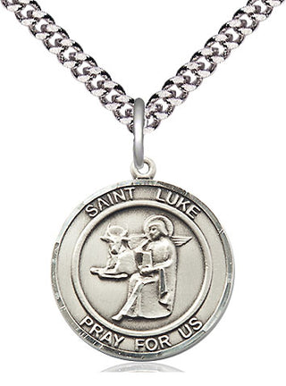 Sterling Silver Saint Luke the Apostle Medal Religious Jewelry Engraved Catholic Saint Jewelry