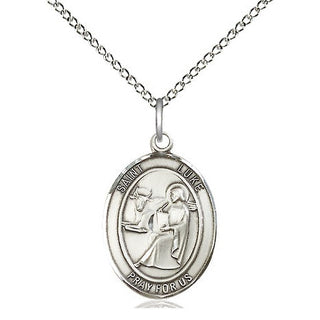 Sterling Silver Saint Luke the Apostle Medal Religious Jewelry