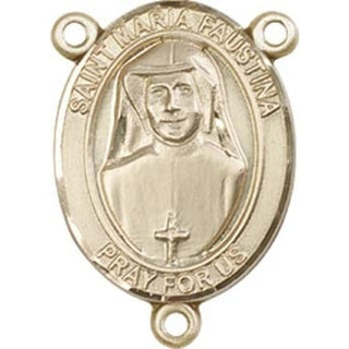 14kt Gold Saint Maria Faustina Rosary Center Rosary Center Engraved Catholic Saint Jewelry