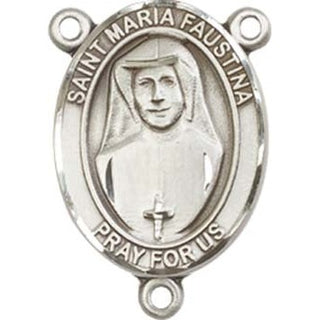 Sterling Silver Saint Maria Faustina Rosary Center