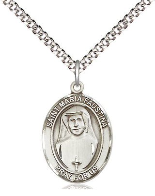 Sterling Silver Saint Maria Faustina Medal Religious Jewelry Engraved Catholic Saint Jewelry