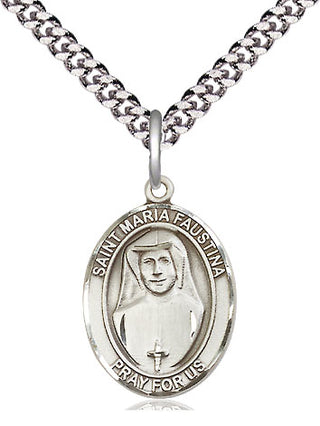 Sterling Silver Saint Maria Faustina Medal Religious Jewelry Engraved Catholic Saint Jewelry