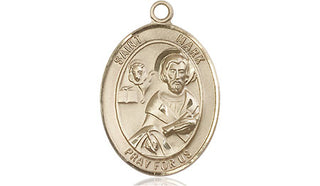 14kt Gold Saint Mark the Evangelist Medal Engraved Catholic Saint Jewelry